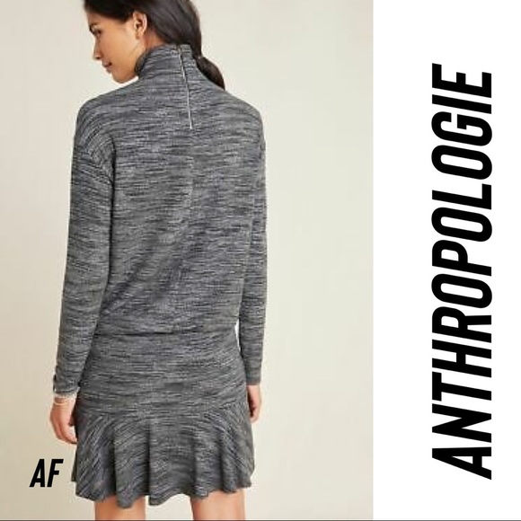 ANTHROPOLOGIE GRETA MOCK NECK MIDI DRESS GREY - Picture 2 of 10